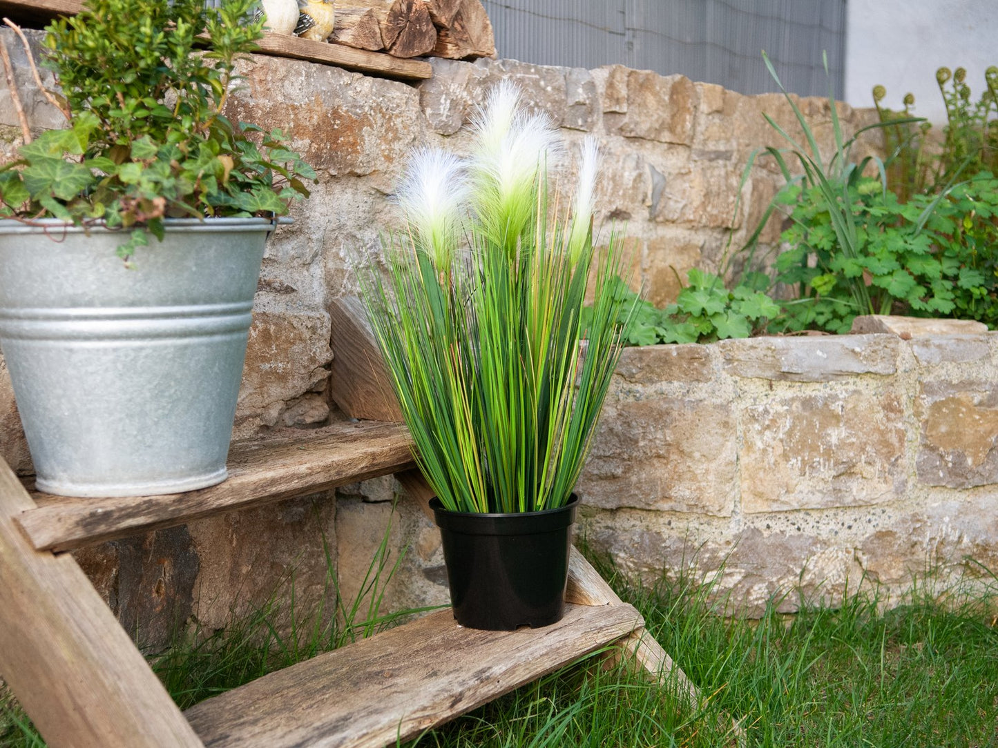 Feather grass, artificial, white, 60cm