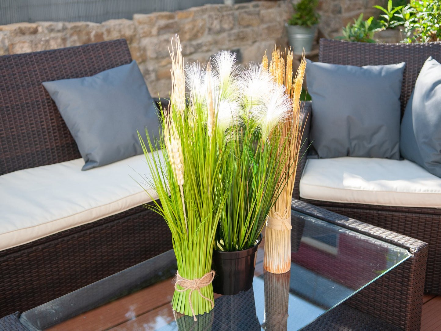 Feather grass, artificial, white, 60cm