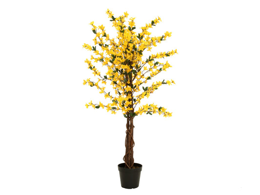 Forsythia tree with 3 trunks, artificial plant, yellow, 120cm