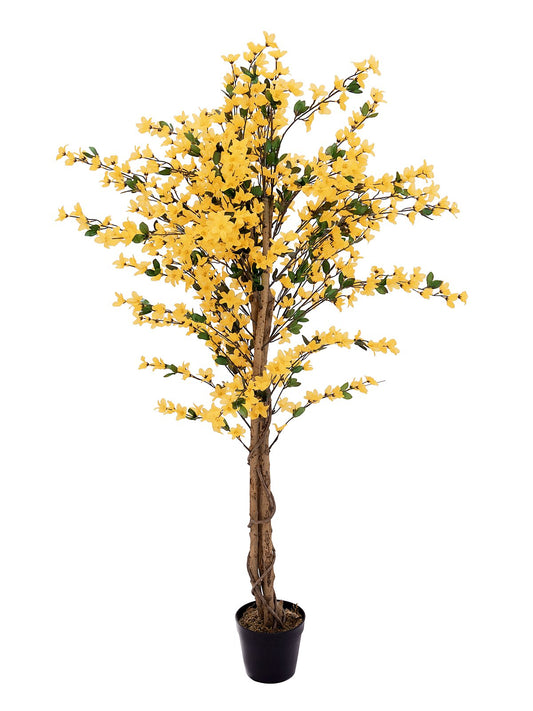 Forsythia tree with 3 trunks, artificial plant, yellow, 150cm