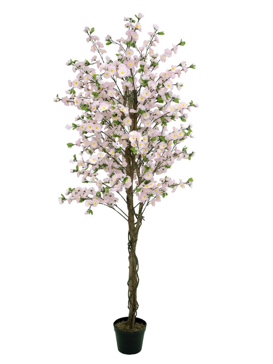 Cherry tree with 3 trunks, artificial plant, pink, 180 cm