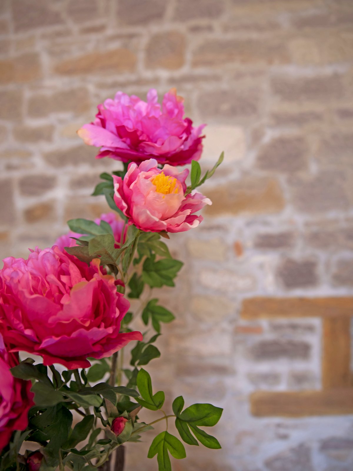 Peonies, rose, artificial plant, 90cm