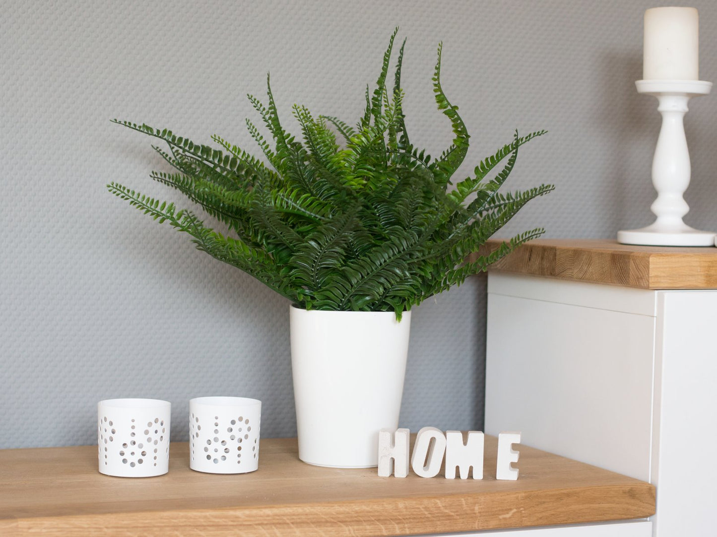 Fern bush in pot, artificial plant, 62 leaves, 48cm